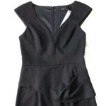 Black Halo NWT Dame in Black Peplum Side V-neck Tailored Stretch Sheath Dress 6 Photo 3