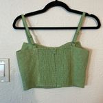 NWOT Women's Corazon Bow Jacquard Crop Top Green Size 0 Photo 4