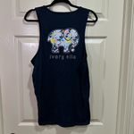 Ivory Ella  Tank Top Shirt Size Large Navy Blue Pink Floral Elephant Summer Photo 3