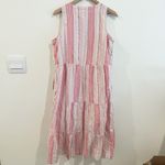 J. Jill Maxi Dress Women Sz Lg Petite Tiered Striped Beach Feminine Boho Cottage Pink Photo 5