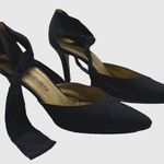 Saint Laurent VTG YSL Yves Heels Ankle Strap Bow Tie Matte Satin Sz 9.5 READ Photo 0