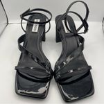 Steve Madden black patent leather strappy block heel sandals women Size 9.5M Photo 3