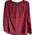 Old Navy  Lattice billowy Balloon Sleeve Blouse Burgundy Crimson sz Small Photo 0