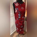 Nine Britton Abigail brushed knit fitted burgundy midi floral dress Size XL Photo 7