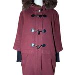 Rebecca Minkoff Scotch Wool Burgundy Red Fur Hooded Coat Size Medium Photo 9