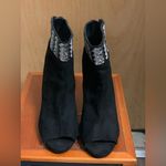 Caparros  Black and Silver Diamond Peep-Toe Heeled Boots.    size-8.5B Photo 5