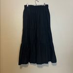 Quince  100% Organic Cotton Tiered Maxi Skirt Black Elasticated Waist Size Large Photo 5