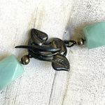 Blue Amazonite and crackle glass silver plated necklace and earrings set Photo 14