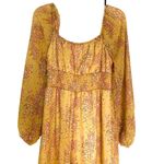 Piper & Scoot Yellow Shimmer Floral Long Sleeve Midi Dress Size Medium Photo 9