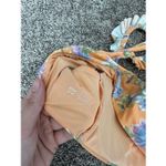 Aerie floral print ruffle straps scoop neck bikini swim top size medium orange Photo 3