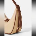 Beige handbag shoulder bag purse with brown contrast lining Photo 5