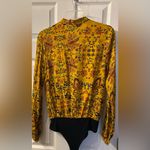 Forever 21 Women Yellow Floral Body
Suit Size Large with Tie At Neck Photo 1