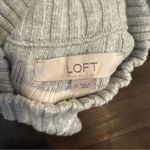 Loft Gray White Striped Ribbed Mock Neck Sweater Soft Cozy Knit Pullover Medium Photo 1