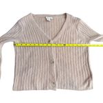 Sincerely Jules Size S Fuzzy Crop Cardigan Sweater Blush Pink Preppy Ribbed Photo 3