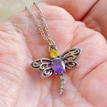 Stainless Steel Dragonfly CZ Necklace Silver Photo 0