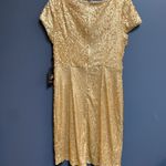Adrianna Papell NWT WO SIZE 10 SHORT SLEEVE MIDI GOLD SEQUIN COCKTAIL DRESS Photo 10