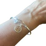 Moon and Stars Silver Tone Gold Accent Charm Hook Closure Fashion Charm Bracelet Photo 0