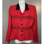 Vintage D.J. Summers Jacket Womens 6 Embroidered Button Up Made USA 80s Red Photo 0