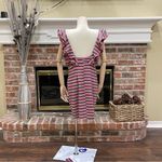 LK Collection pink & grey striped ruffled cocktail dress/ M /Excellent condition Photo 7