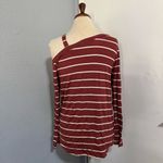 White Birch  Women Burgundy‎ Stripped Long Sleeves Relaxed Shirt Size S Photo 5