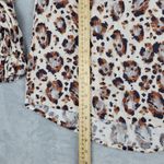 Savanna Jane Women's Top M Blouse Animal Print Embroidered Long Sleeve Western Brown Size M Photo 3