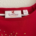 Quacker Factory VTG Red Christmas Holiday Paw Print Bling Long Sleeve Shirt S Photo 3