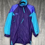 Columbia Vintage Jacket Womens Small Purple Teal Color Block 90s Rain Coat Parka Photo 0