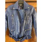 William Rast J Timberlake pebbled vegan leather moto jacket blue XS Photo 1