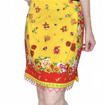 Boston Proper Vintage Y2K Red Yellow Floral Beaded Mini Skirt Photo 0