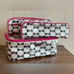 Kate Spade A Rare Vintage 3 Piece Black Bow Tie Print New York Cosmetic Bag Set Photo 8