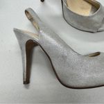 Lulu Townsend  Silver Sparkle Sling Back Heels Womens 8 Peep Toe Wedding Shoes Photo 1