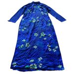 Vintage Cheongsam Long Blue Floral Stone Dress Women’s Sz S Blue Flower Pattern Photo 0