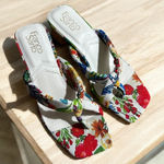 Franco Sarto Carmella Floral Knot Slide Sandals Heeled Square Toe - Size 7M Photo 0