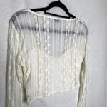 Stradivarius Floral Long Sleeve Sheer Sweetheart Lace Crop Top White Large Fairy Photo 10