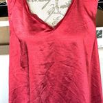 Lilla P Womens Tank Top Sz XL Satin Red Shark Bite Hem Holiday Christmas Edgy Photo 8