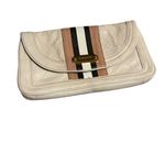 L.A.M.B. Jana Quilted Leather Stripe Clutch Cream Edgy Y2K Designer Bag Photo 3