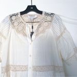 Hunter Bell Dress Newton Lace Pintucked Buttoned Tiered Mini Cream M NWT Photo 3