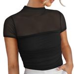 NWT REORIA Women’s Sheer Mesh Ruched Bodysuit – Small Black Photo 2