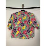 Gina Peters Hawaiian Hibiscus Floral Print Button Up Shirt Top Women Size M Gray Size M Photo 9