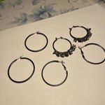 Lot Of 3 Women’s Costume Earrings Pierced Hoop Black / Gunmetal Mix Photo 3