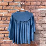 Anthropologie Cotton Beaded Flowy Blue Top Petite Photo 1