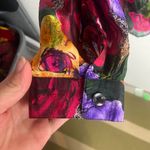 EXPRESS Vintage  Size M Silk Floral Button Down Blouse Shirt Top Funky Colorful Photo 5