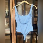 ZARA seamless bodysuit one piece swimsuit scoop low back open square neck sky Photo 8