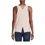 No Bo Nwt Juniors Sleeveless Lace-Up Back Graphic Tank Top Checkered X-Small Photo 3