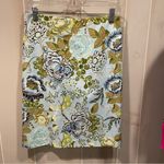 Talbots Sweet baby blue avocado floral cotton stretch pencil skirt  lined mini Photo 8