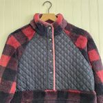 Simply Southern  Quilted Sherpa Fleece 1/4 Snap Henley Plaid Pullover Size S Photo 3