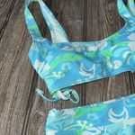 California Sunshine  Bikini Blue Green Floral hibiscus Set small NEW Photo 1