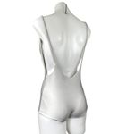 Farm Rio  Silver Metallic Sleeveless V-Neck Beach Swimwear Bodysuit Tank Top Sz M Photo 2