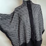 Liz Claiborne Black and White Patterned Poncho Cardigan Wrap Photo 2