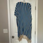 THML Blue and Cream Striped Cardigan Fringe country western boho women’s medium Photo 4
